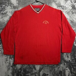 Vintage Y2k Abercrombie & Fitch Long Sleeve Pullover V-Neck Size Large Red